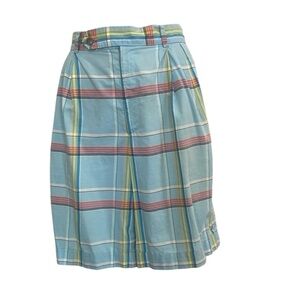 Vintage 90s Ralph Lauren Plaid 100% cotton blue high waist Shorts women’s size 8